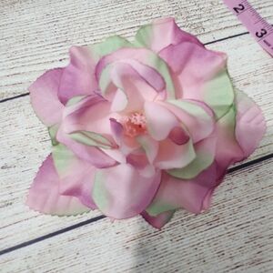 Vintage Pink and Green Fabric Flower Accessory